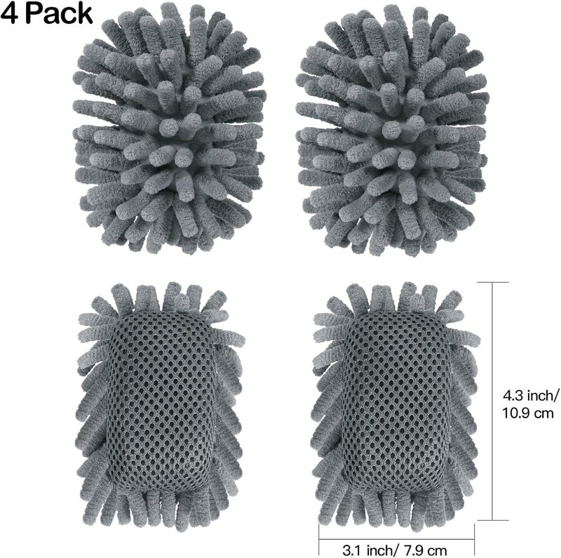 SITHON 4 Pieces Magnetic Microfiber Shag Whiteboard Eraser, Washable Microfiber Shag Dry Erase Board Eraser for Markers, Chalk, Home and Office (Gray) - Image 2